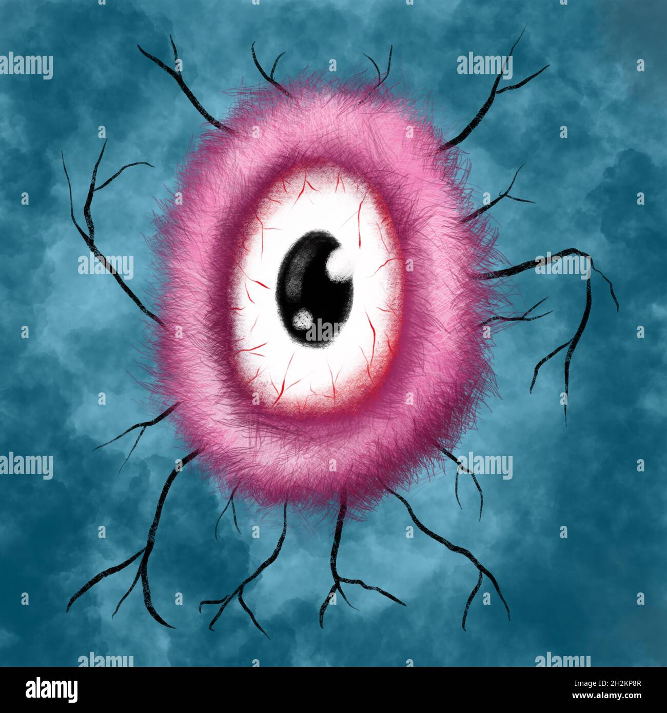 Weird Hairy Eyeball Monster Alien Character Cartoon Illustration for ...