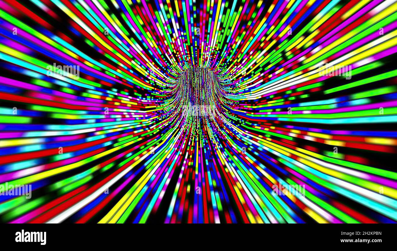 Driving through the Colorful light rays tunnel Stock Photo - Alamy