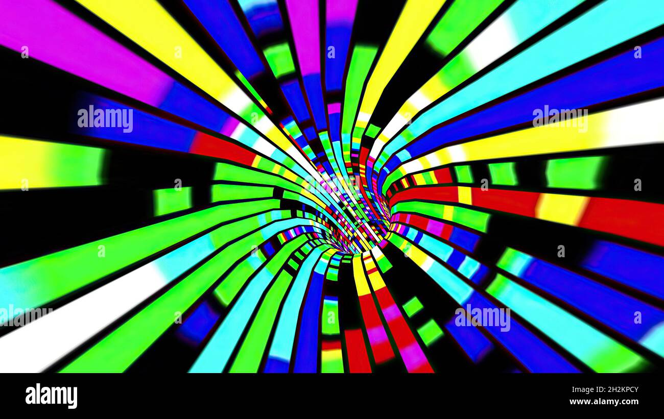 Driving through the Colorful light rays tunnel Stock Photo - Alamy