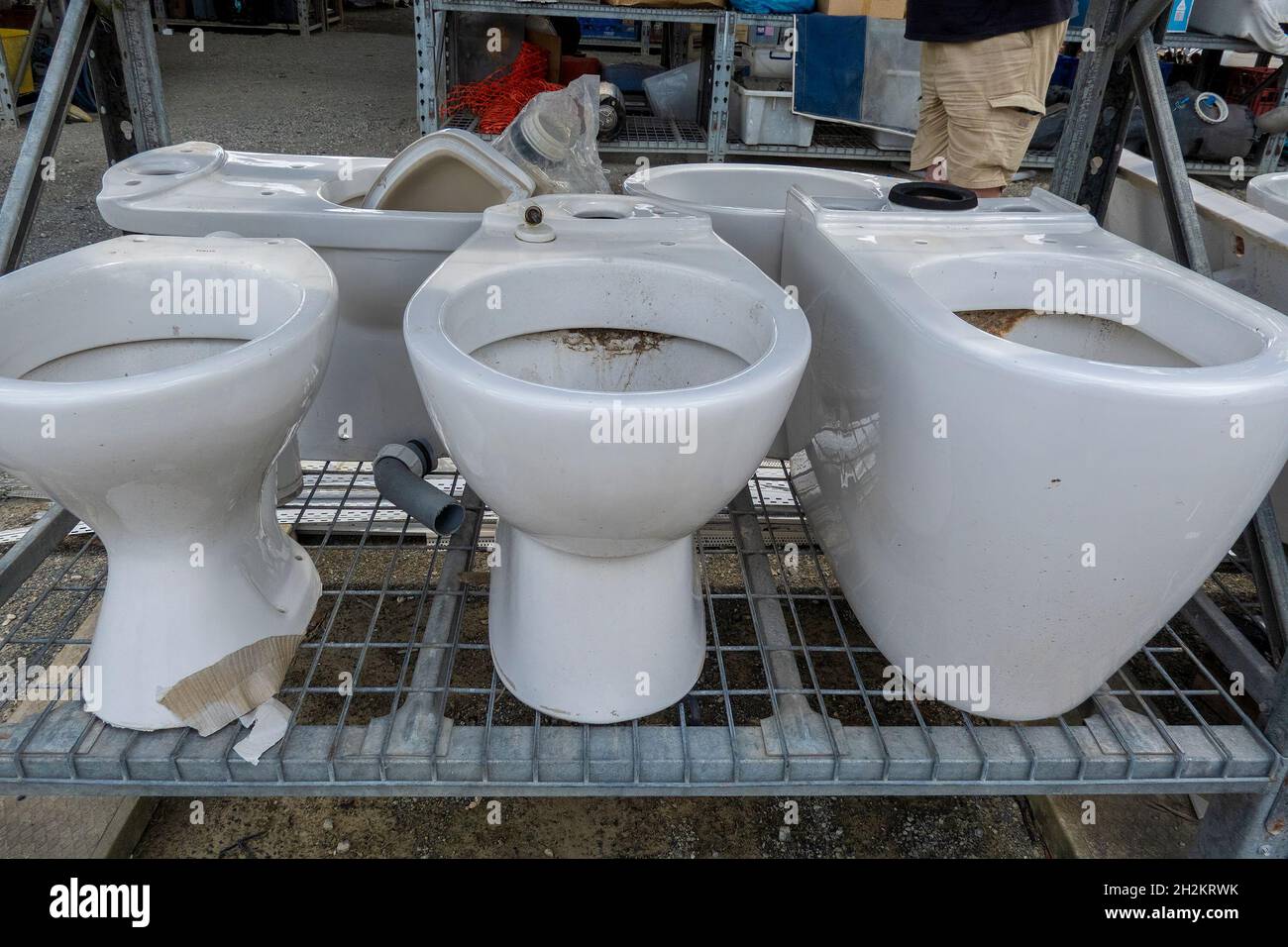 Mackay, Queensland, Australia October 2021 Toilet bowls for sale at local notforprofit