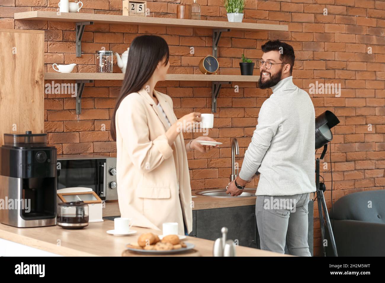 People having coffee break in office Stock Photo Alamy
