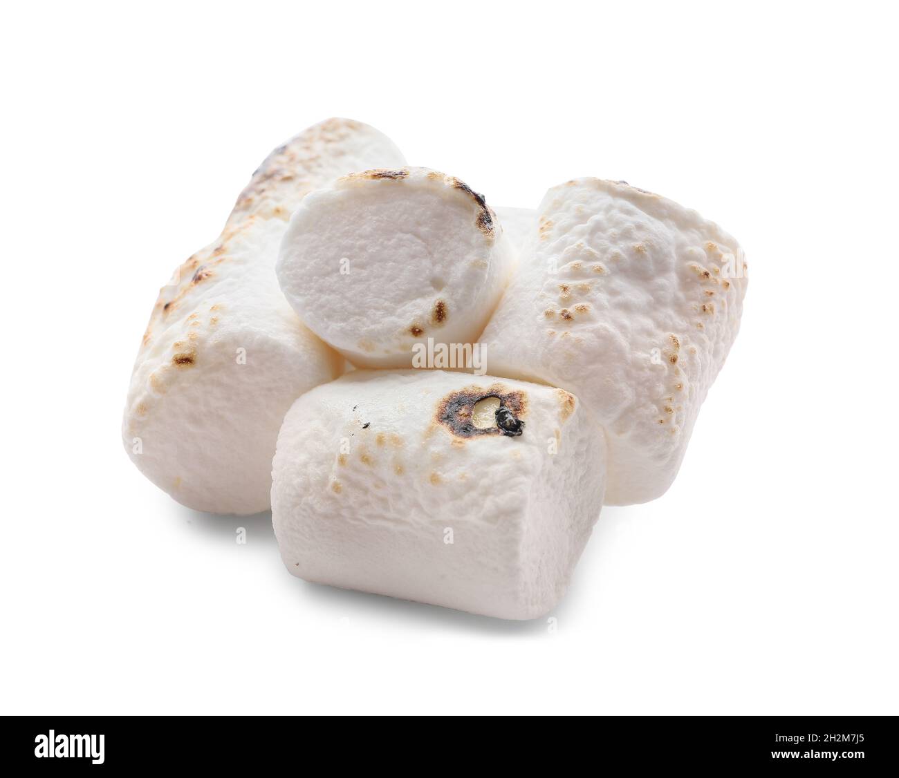 Heap of grilled marshmallow on white background Stock Photo - Alamy