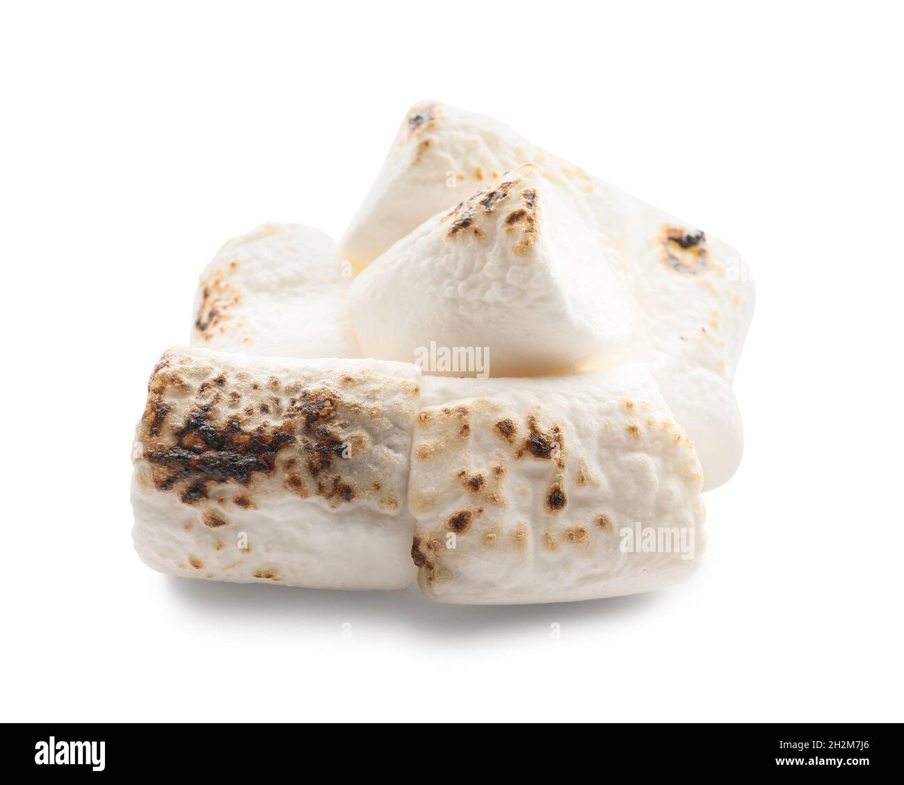 Heap of grilled marshmallow on white background Stock Photo - Alamy