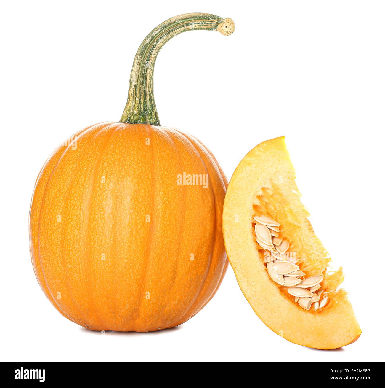 Ripe pumpkin on white background Stock Photo - Alamy