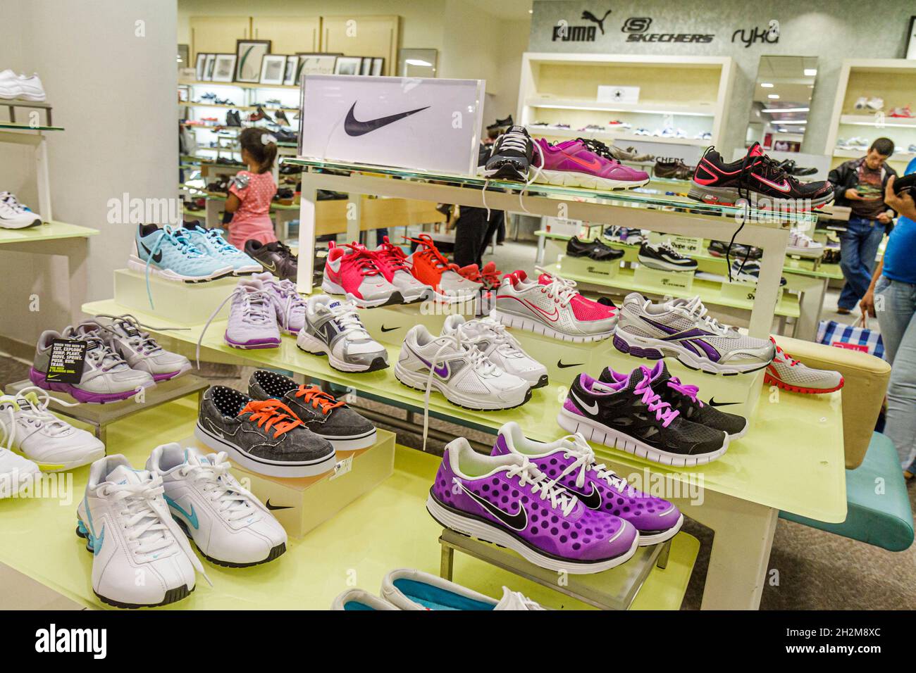 Miami Florida,Dadeland Mall,Macy's Department Store inside interior,selling  retail display sale shoes footwear Nike logo Stock Photo - Alamy