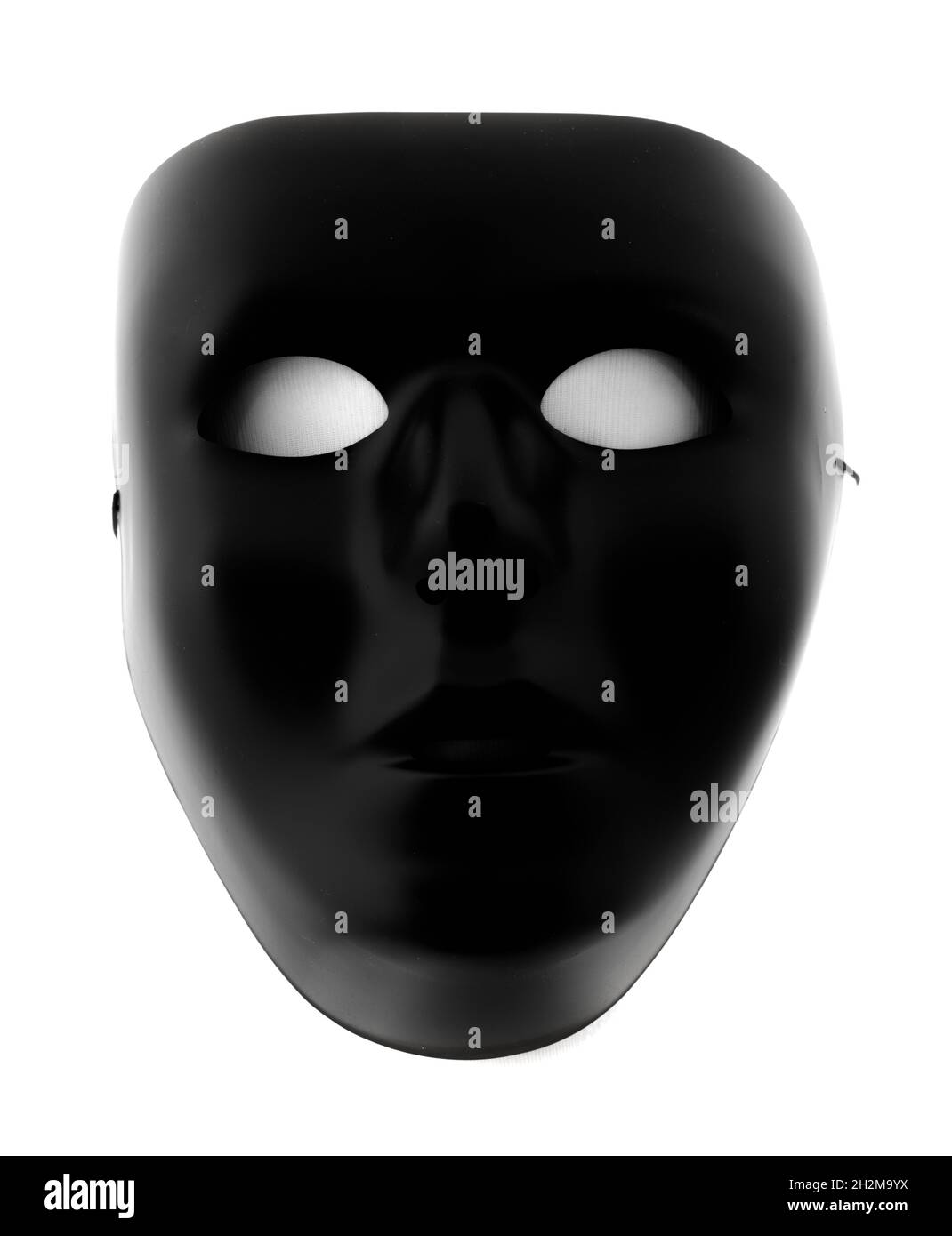 Black Blank Face Mask Isolated Against White Background Stock Photo