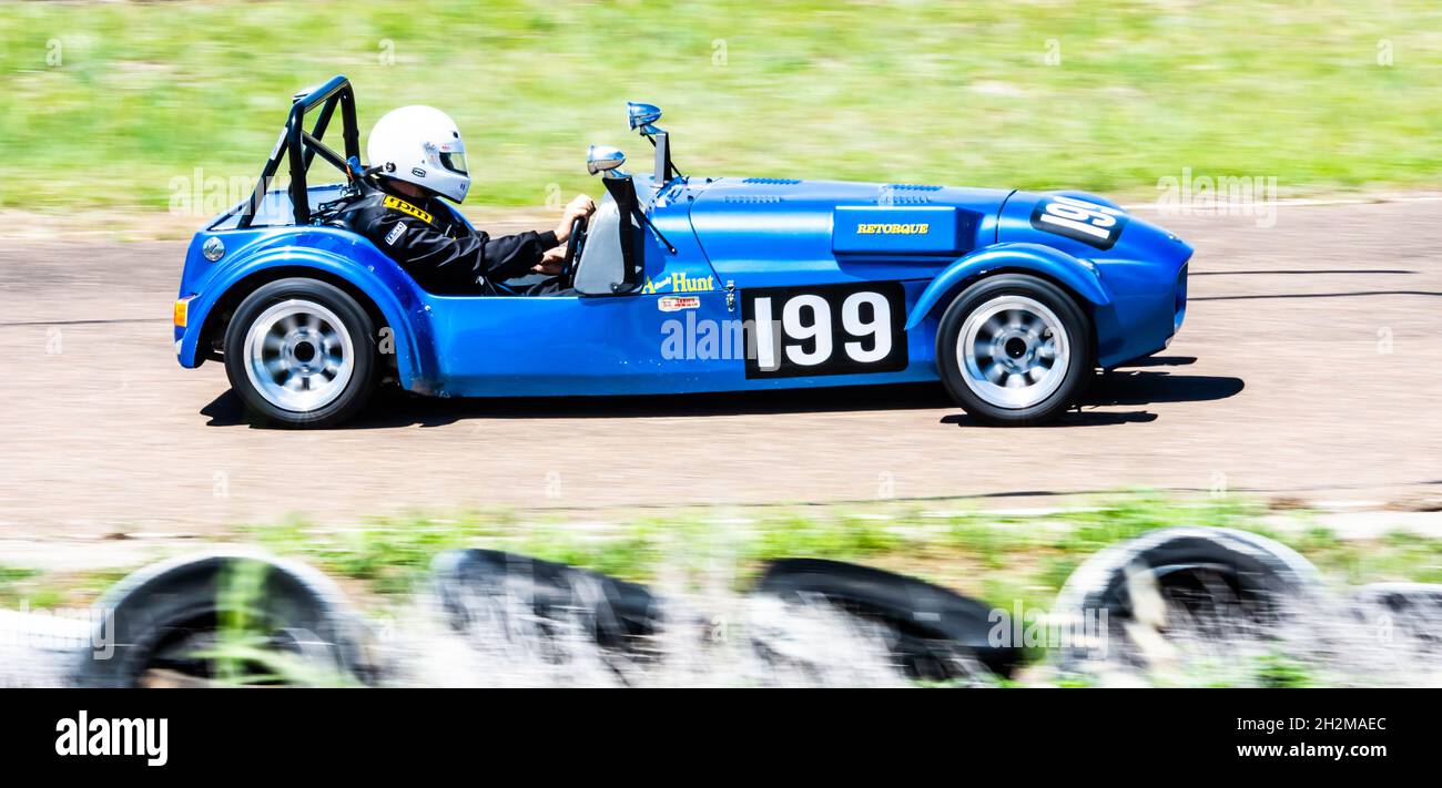 Open topped Sports car on race track,Tamworth Australia. Stock Photo