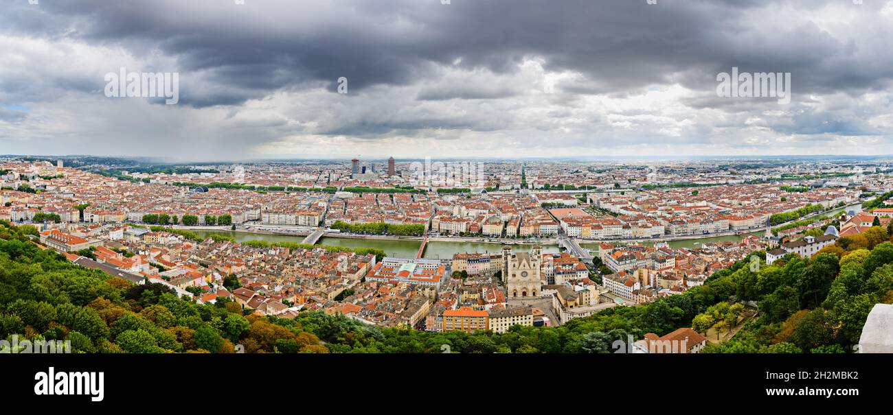 Panorama of the city, Lyon, France Stock Photo