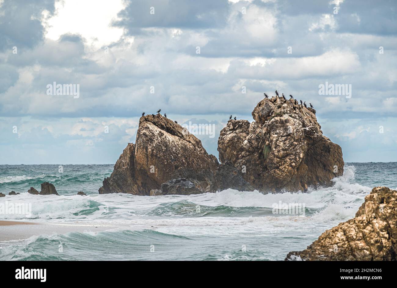 Ocean waves on rock shore hi-res stock photography and images - Alamy