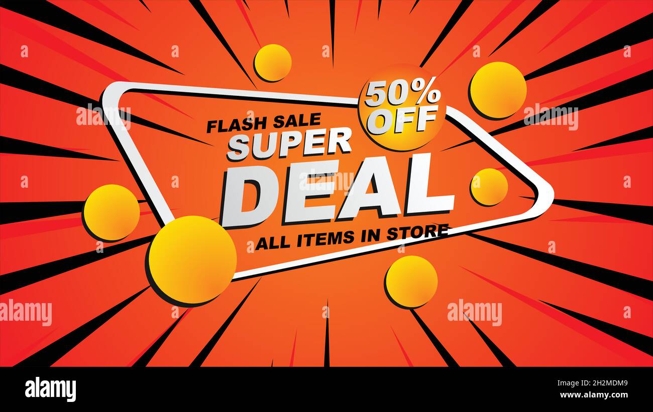 Super Sale vector banner. 50%off . Vector illustration. Stock Vector