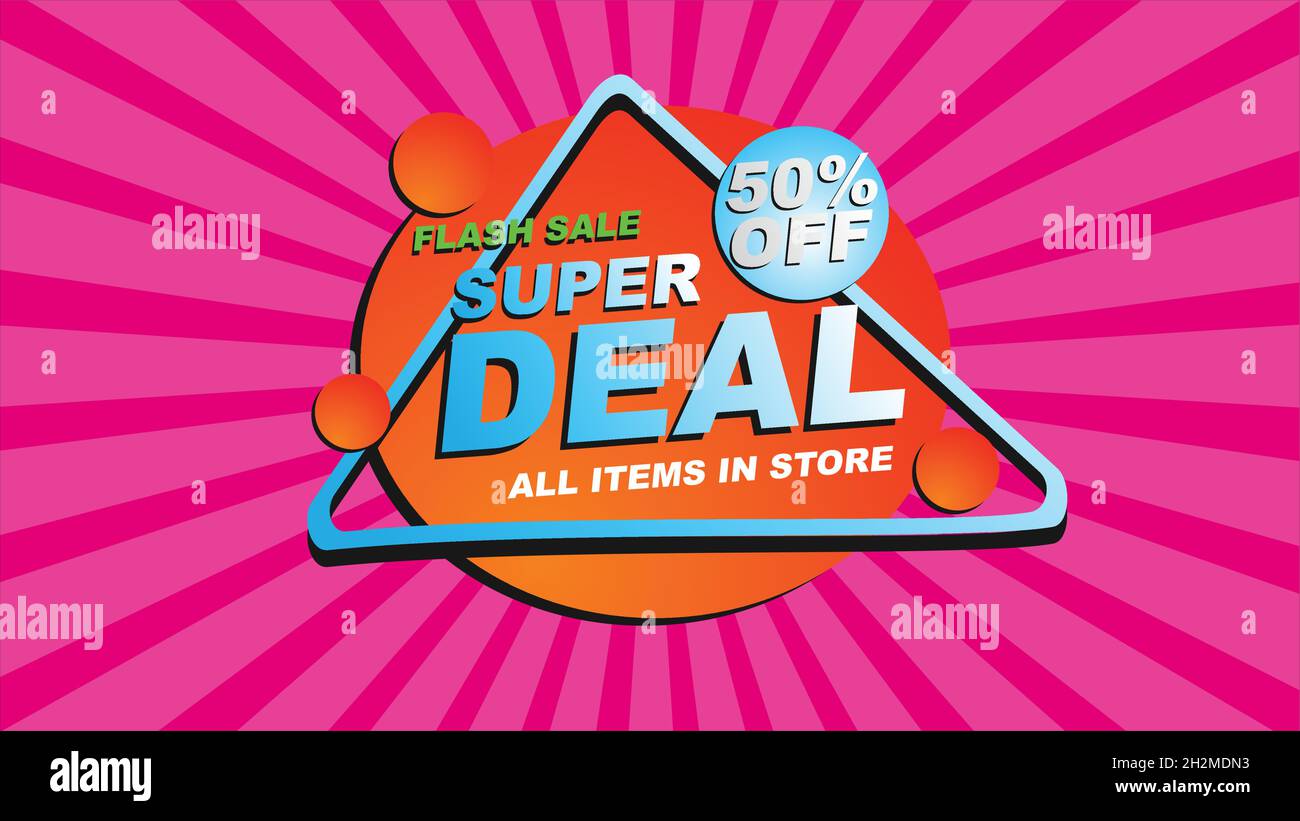 Super Sale vector banner. 50%off . Vector illustration. Stock Vector