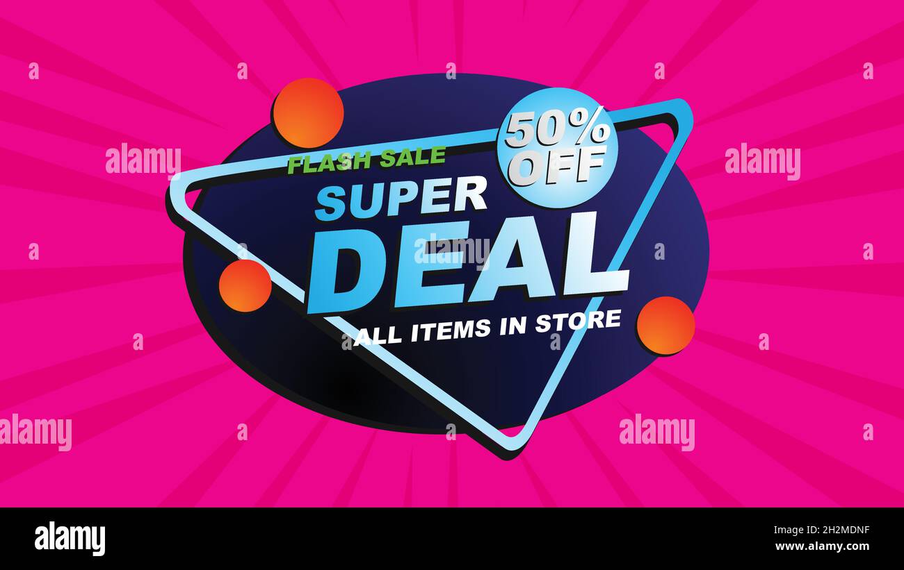 Super Sale vector banner. 50%off . Vector illustration. Stock Vector