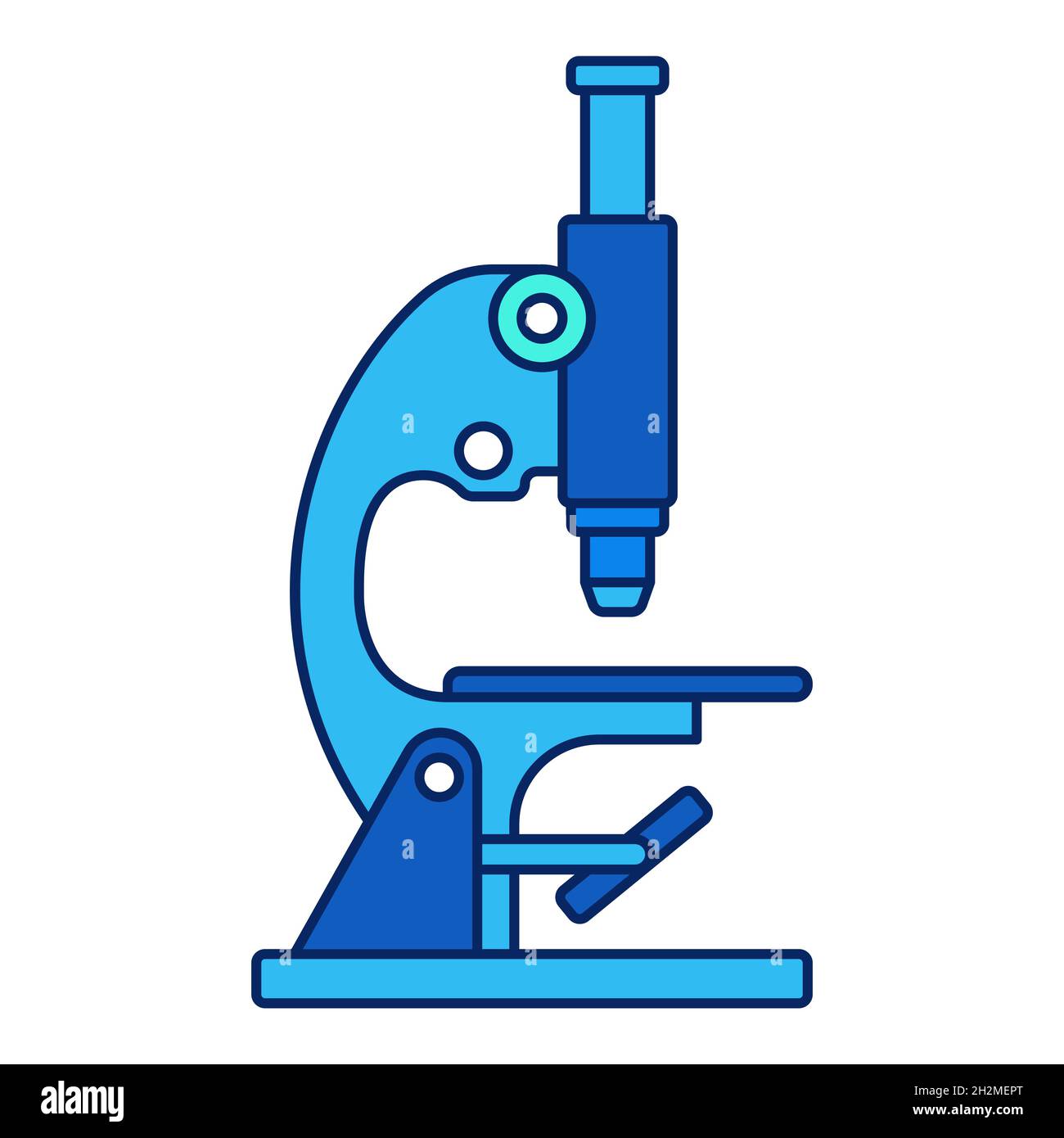 Medical microscope - vector outline icon. Laboratory symbol in flat line  style. Blue and neon turquoise palette Stock Vector Image & Art - Alamy