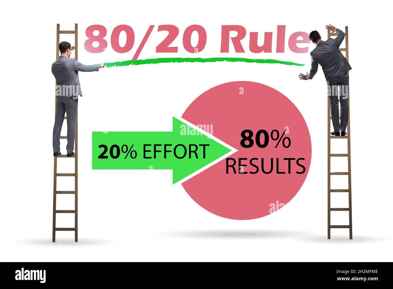 Picture of Businessman in the pareto rule illustration Stock Photo - Alamy