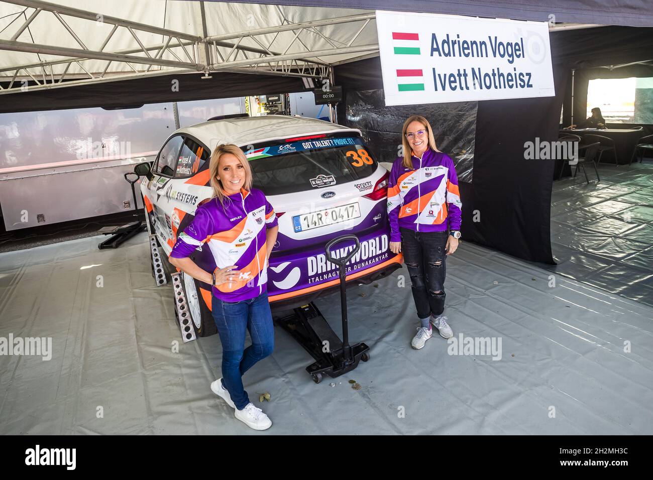 Nyiregyhaza, Hungary. 22nd Oct, 2021. VOGEL Adrienn (HUN), NOTHEISZ Ivett (HUN), Roger Racing Kft., Ford Fiesta Rally4, portraiT during the 2021 FIA ERC Rally Hungary, 7th round of the 2021 FIA European Rally Championship, from October 21 to 24, 2021 in Nyiregyhaza, Hungary - Photo: Gregory Lenormand/DPPI/LiveMedia Credit: Independent Photo Agency/Alamy Live News Stock Photo