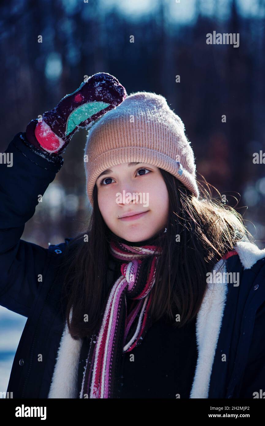 Cute teenager on winter vacation Stock Photo