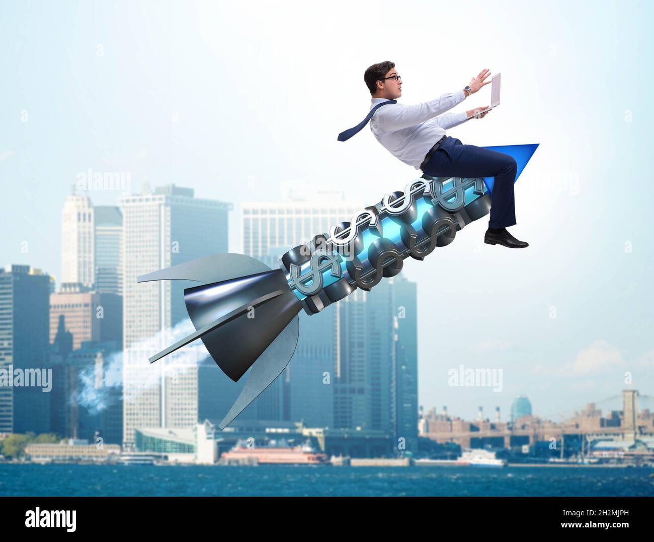 The businessman in start up business concept Stock Photo - Alamy