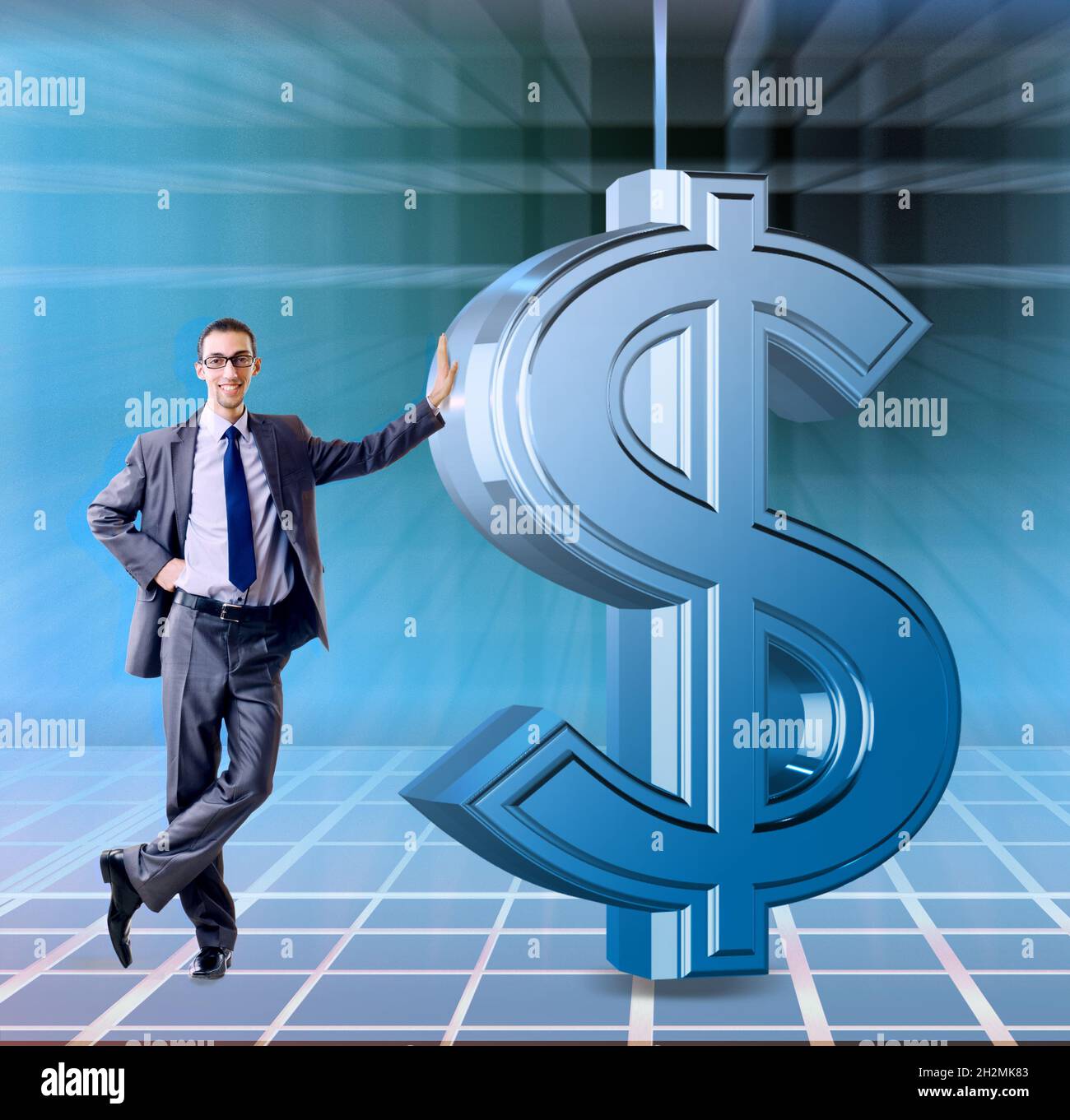 The businessman and dollar in business concept Stock Photo - Alamy