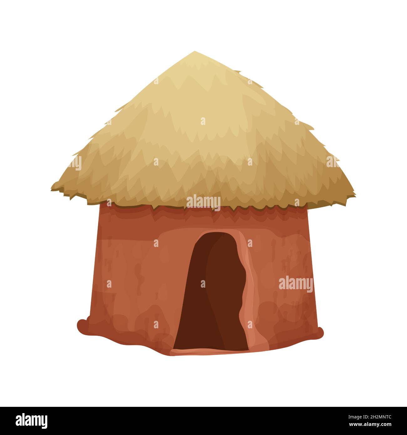 African hut with straw roof and clay wall house in cartoon style isolated  on white background. Tribal, rural desert building. Vector illustration  Stock Vector Image & Art - Alamy