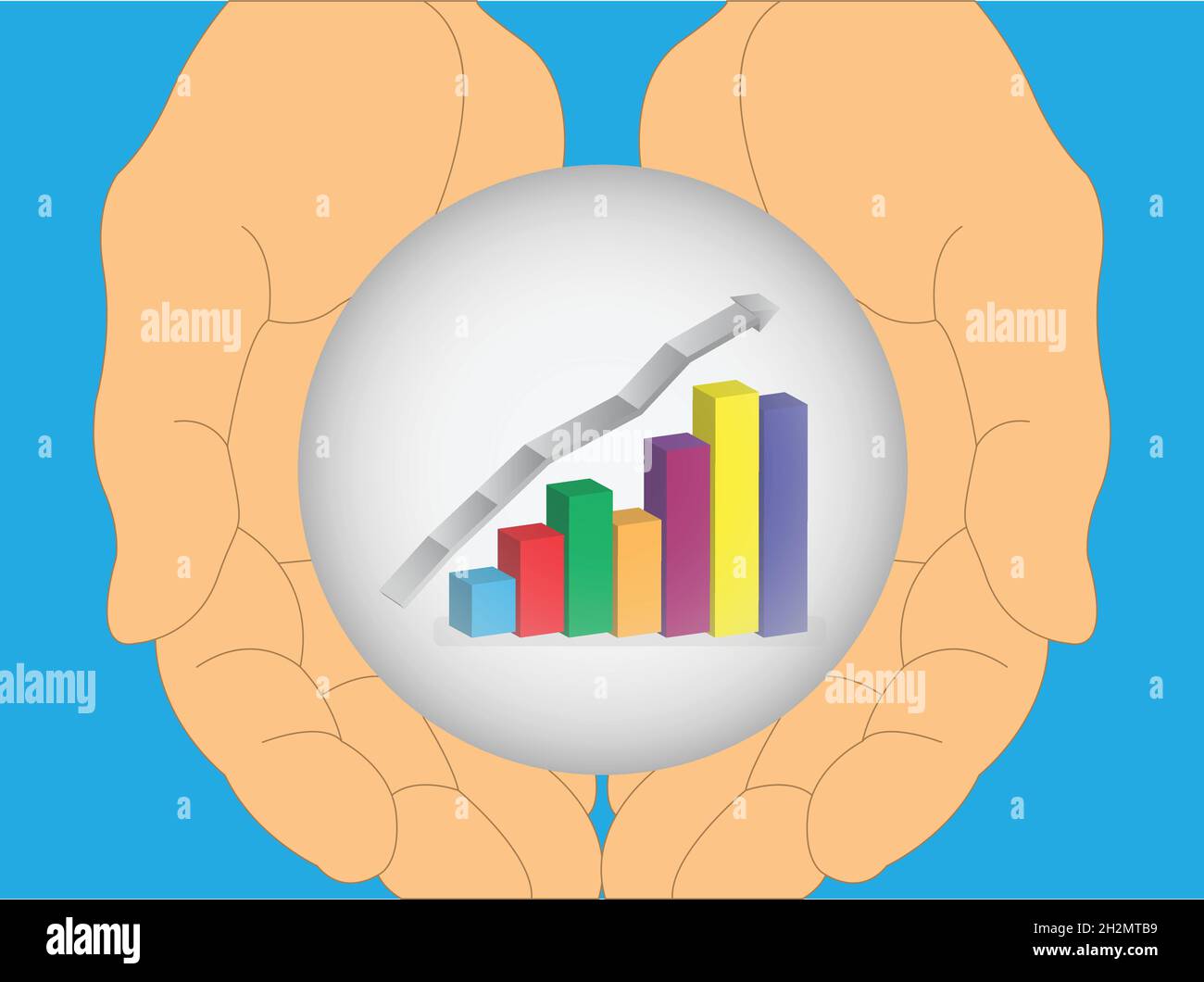 Human hand holding a bar chart, conceptual vector Stock Vector Image ...