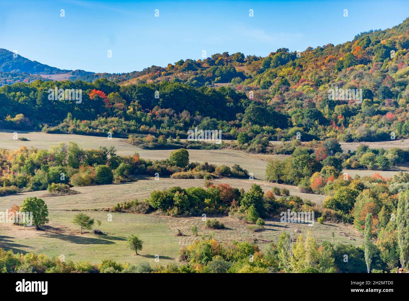 Colorful autumn mountain scenery Stock Photo