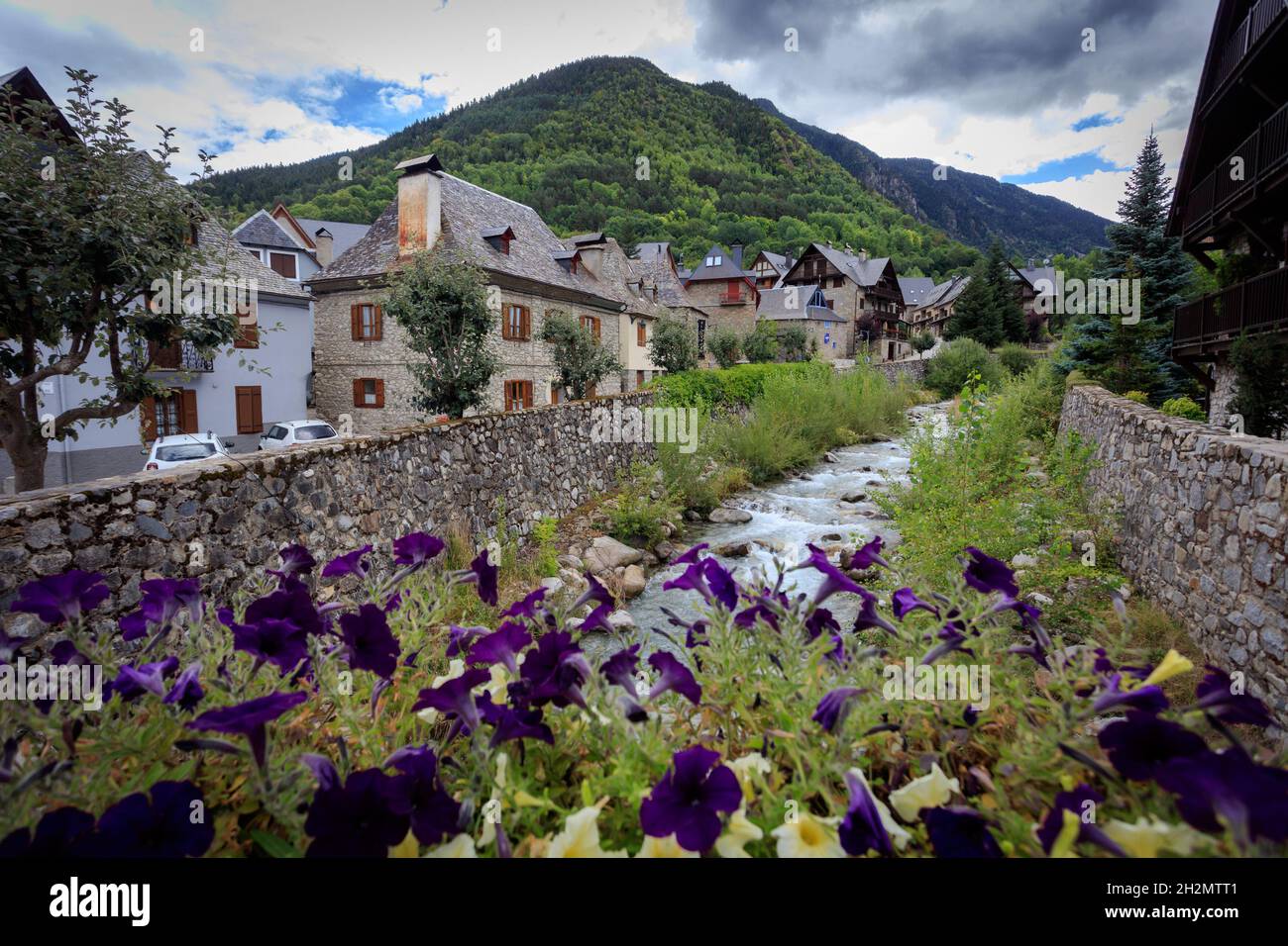 The village of Arties in the Aran Valley. The Pyrenees. Catalonia. Spain. Stock Photo
