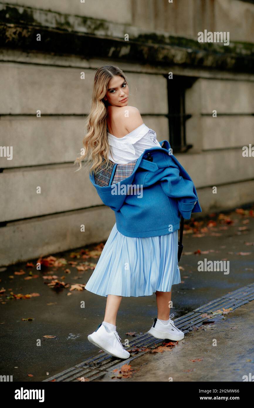 Street style, Jordanna Maia arriving at Lacoste Spring Summer 2022 show