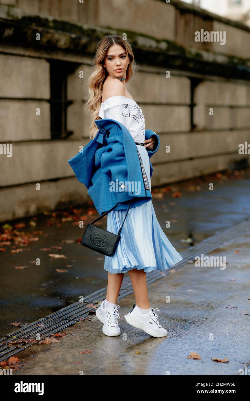 Street style, Jordanna Maia arriving at Lacoste Spring Summer 2022 show