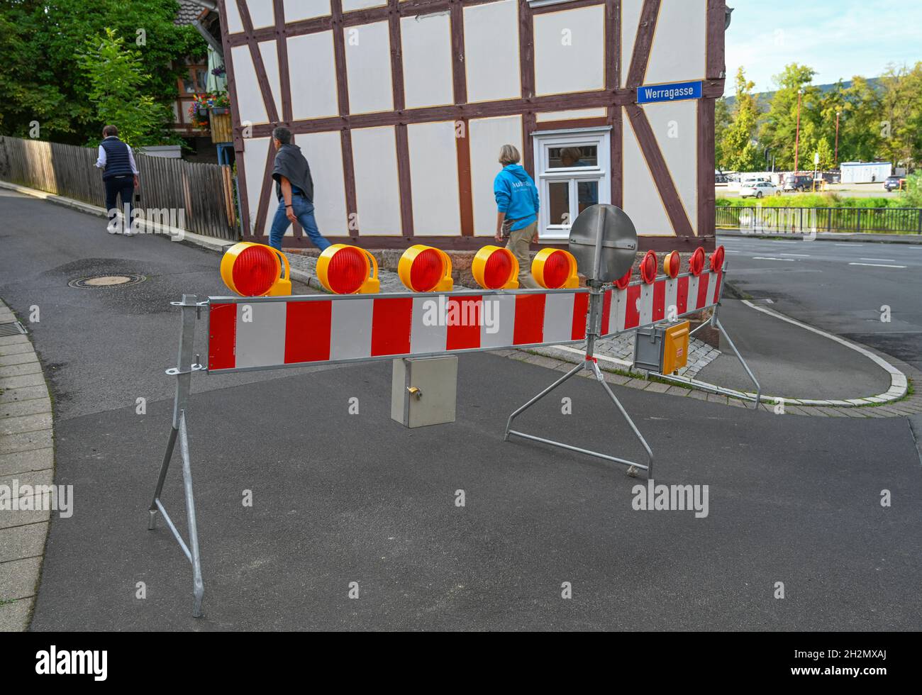 Straßensperre, Eschwege, Hessen, Deutschland Stock Photo