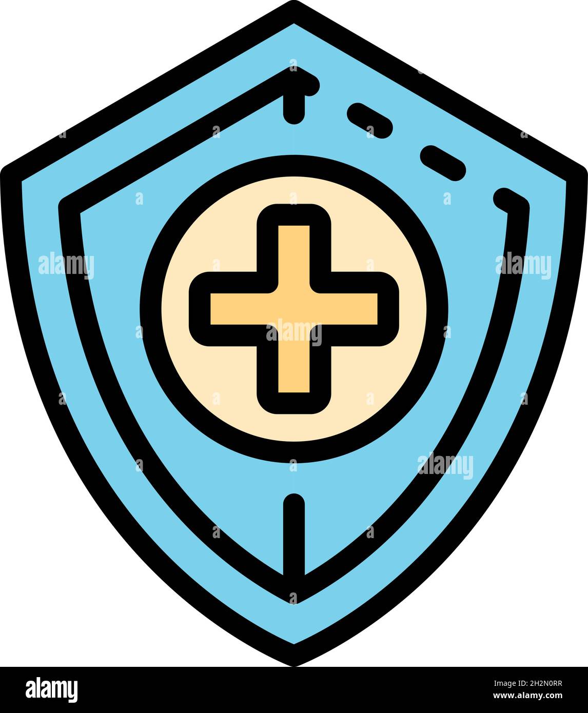 Medical shield icon. Outline medical shield vector icon color flat ...