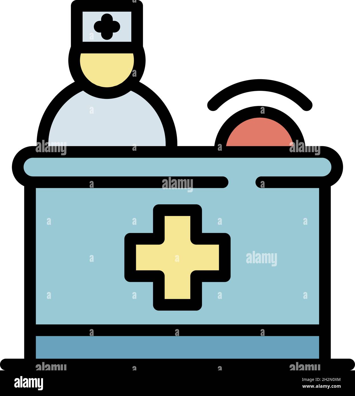 Private clinic reception icon. Outline private clinic reception vector icon color flat isolated Stock Vector