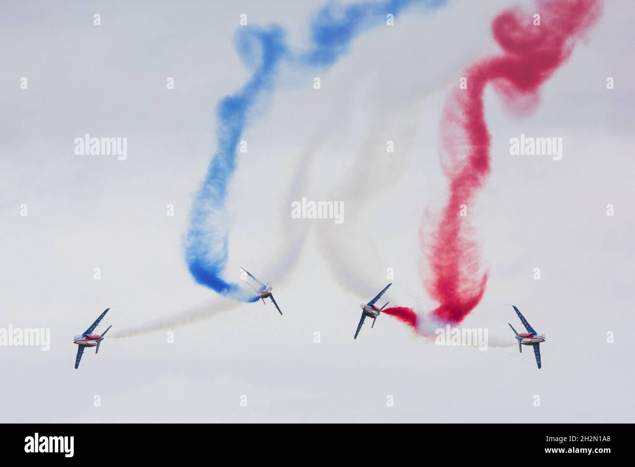 Last demonstration of Capitaine Schuss with the Patrouille de France in Salon de Provence Air Force base, south of France on October 20, 2021. Photo by Thomas Arnoux/ABACAPRESS.COM Stock Photo