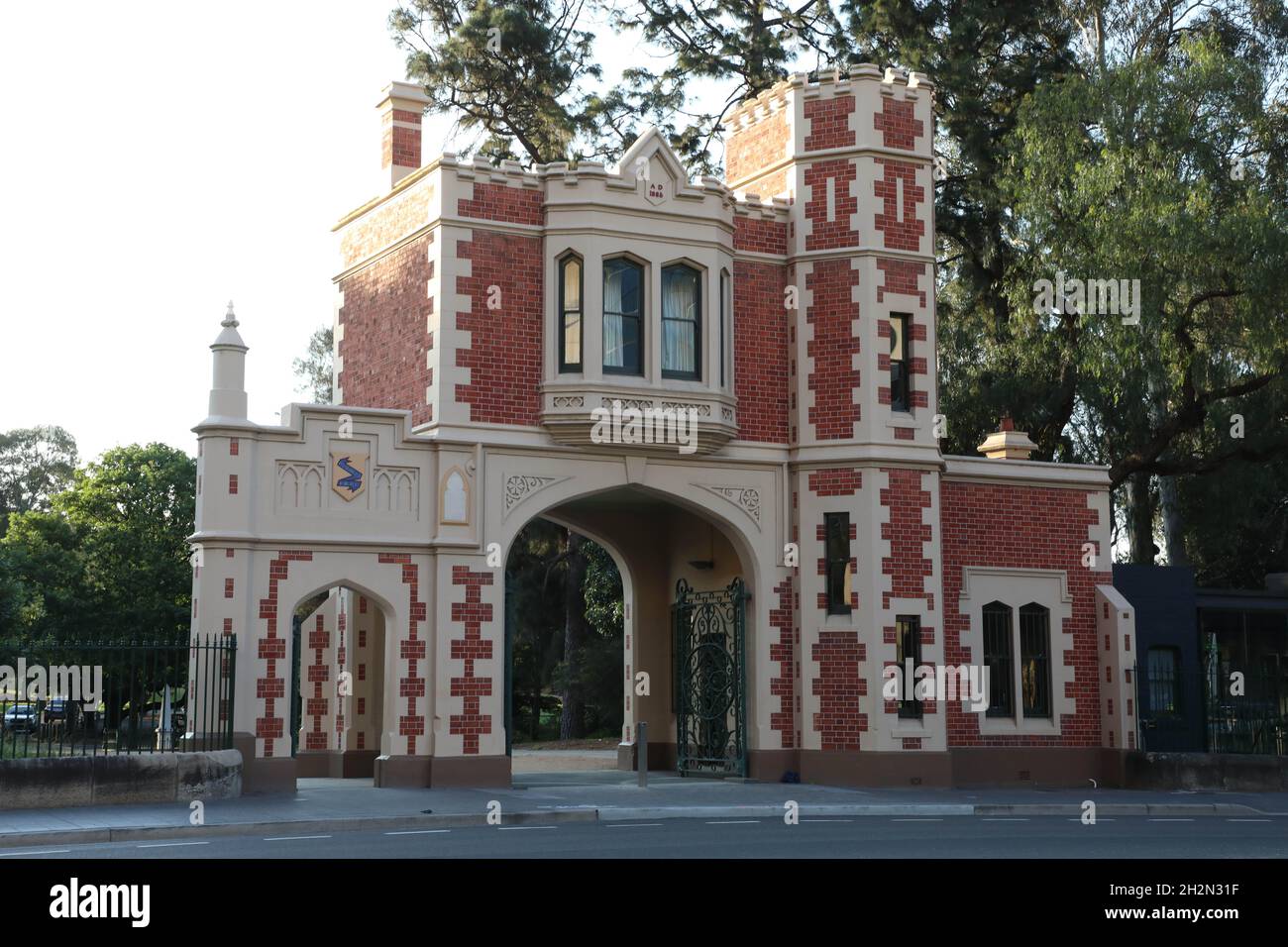 An entrance to Parramatta Park on O’Connell Street opposite Street. Parramatta Park is a