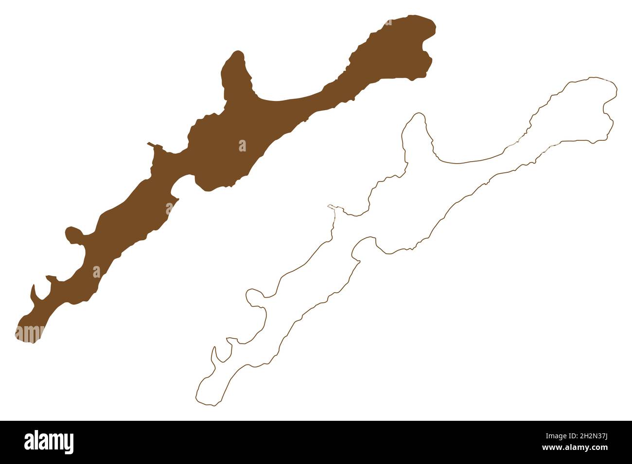 Iturup island (Russia, Japan, Russian Federation, Kuril Islands Archipelago) map vector illustration, scribble sketch Etorofu or Ainu map Stock Vector