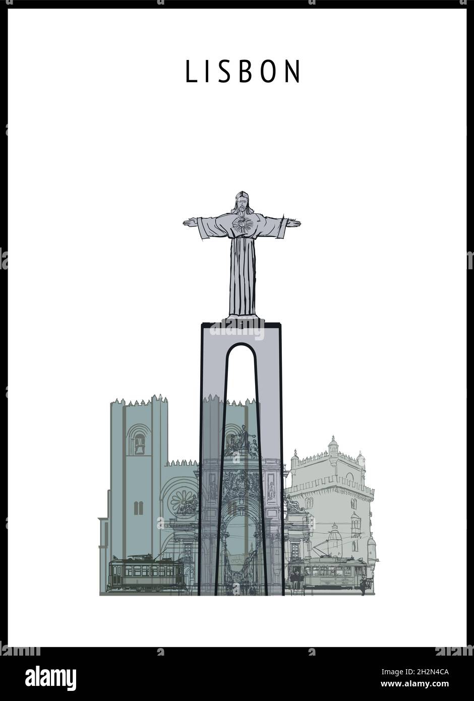 Poster of Lisbon - vector illustration Stock Vector