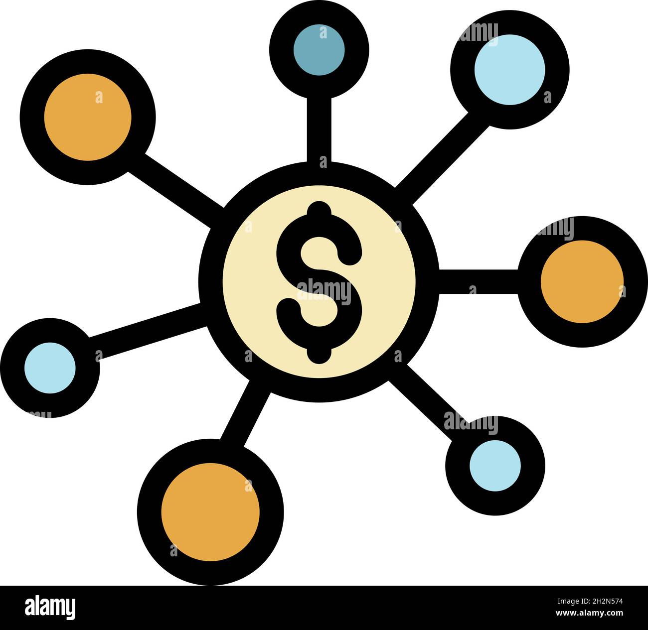 Finance scheme icon. Outline finance scheme vector icon color flat ...