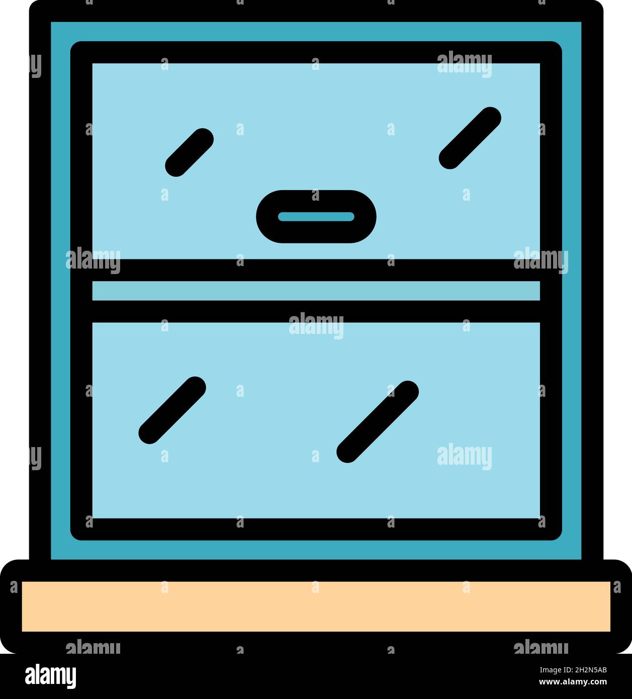 Glass window icon. Outline glass window vector icon color flat isolated ...
