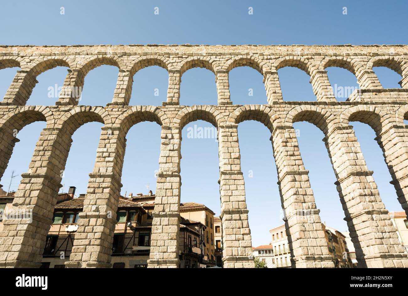 Roman aqueduct in Segovia, Spain Stock Photo