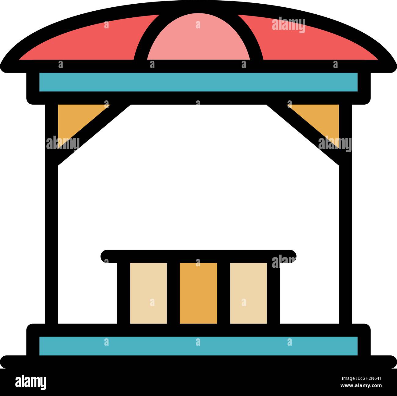 Gazebo structure icon. Outline gazebo structure vector icon color flat ...