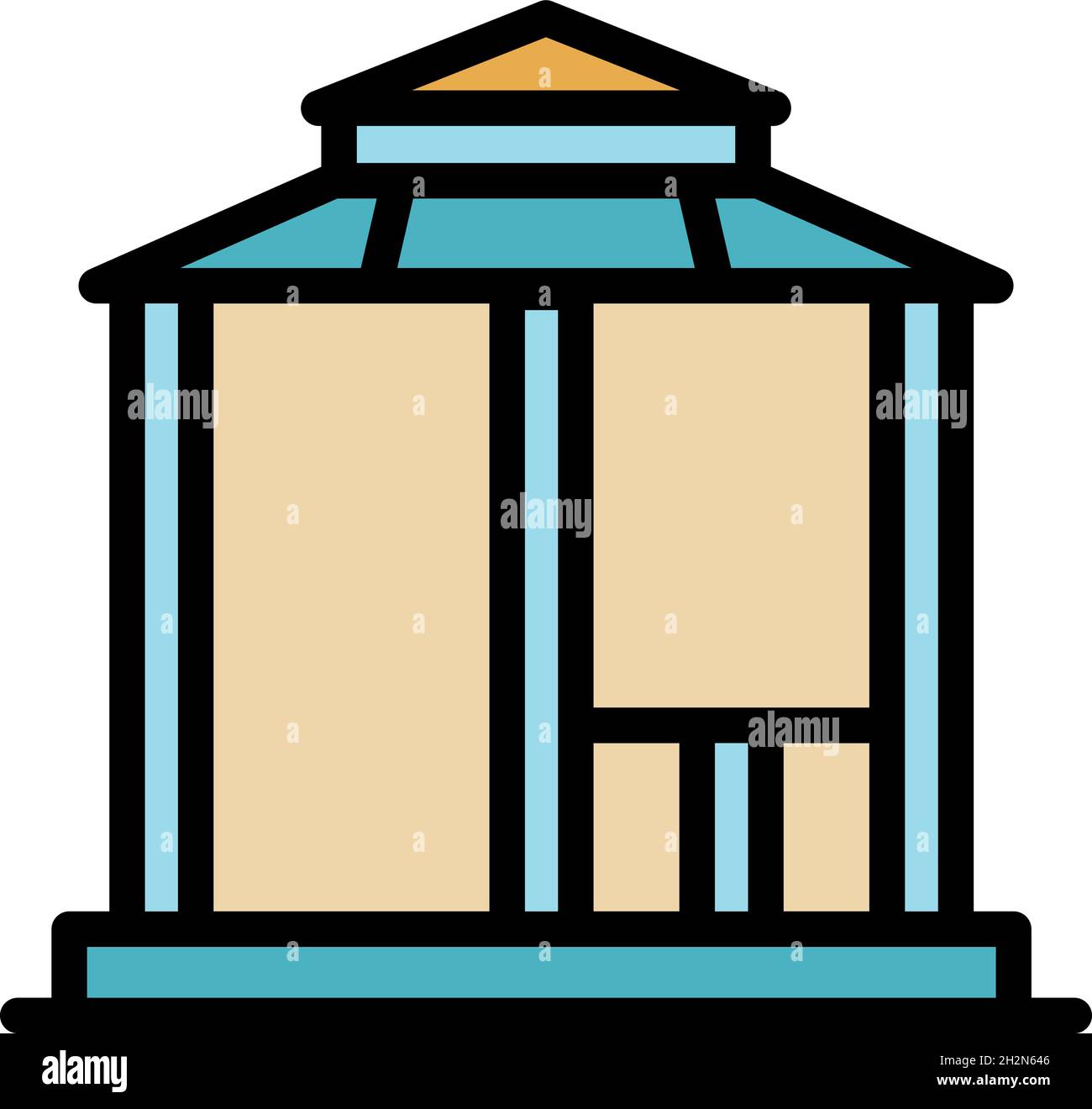 Wood gazebo icon. Outline wood gazebo vector icon color flat isolated ...