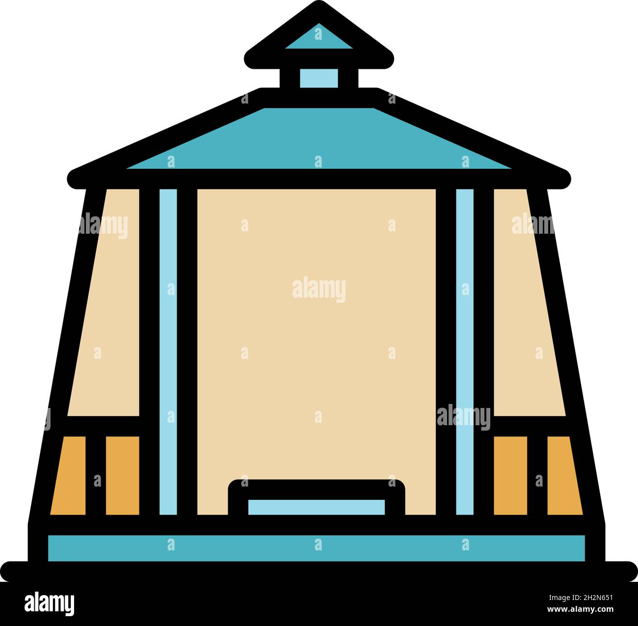 Garden gazebo icon. Outline garden gazebo vector icon color flat ...