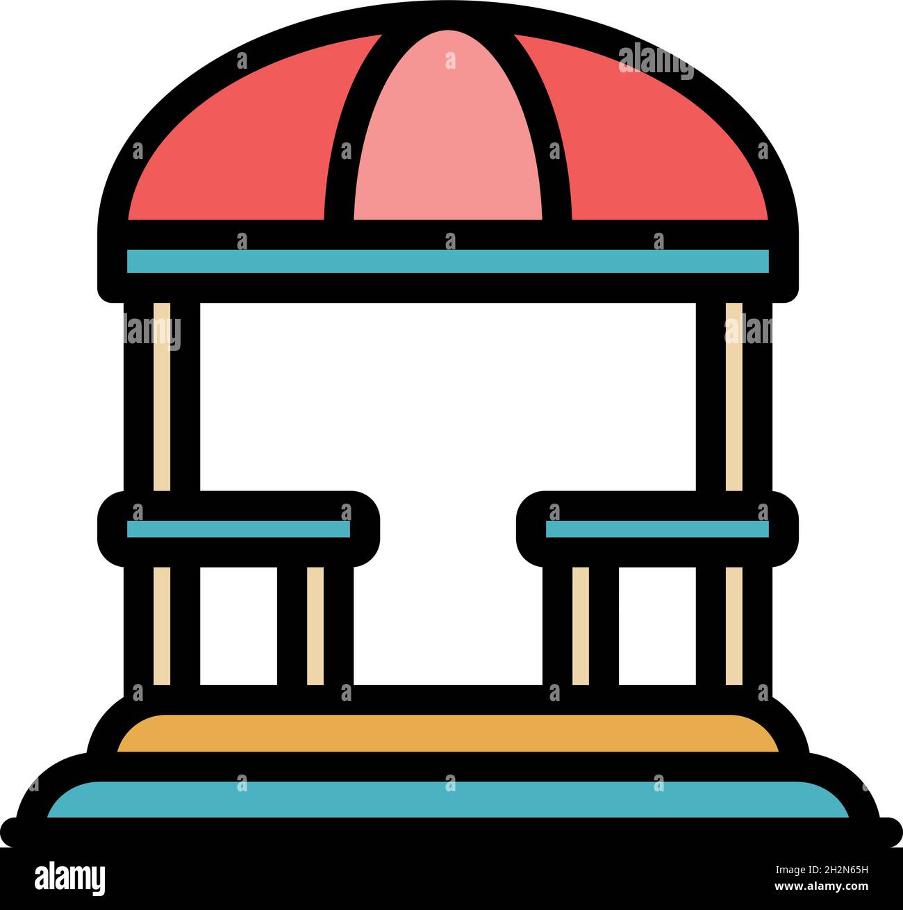 Gazebo icon. Outline gazebo vector icon color flat isolated Stock ...
