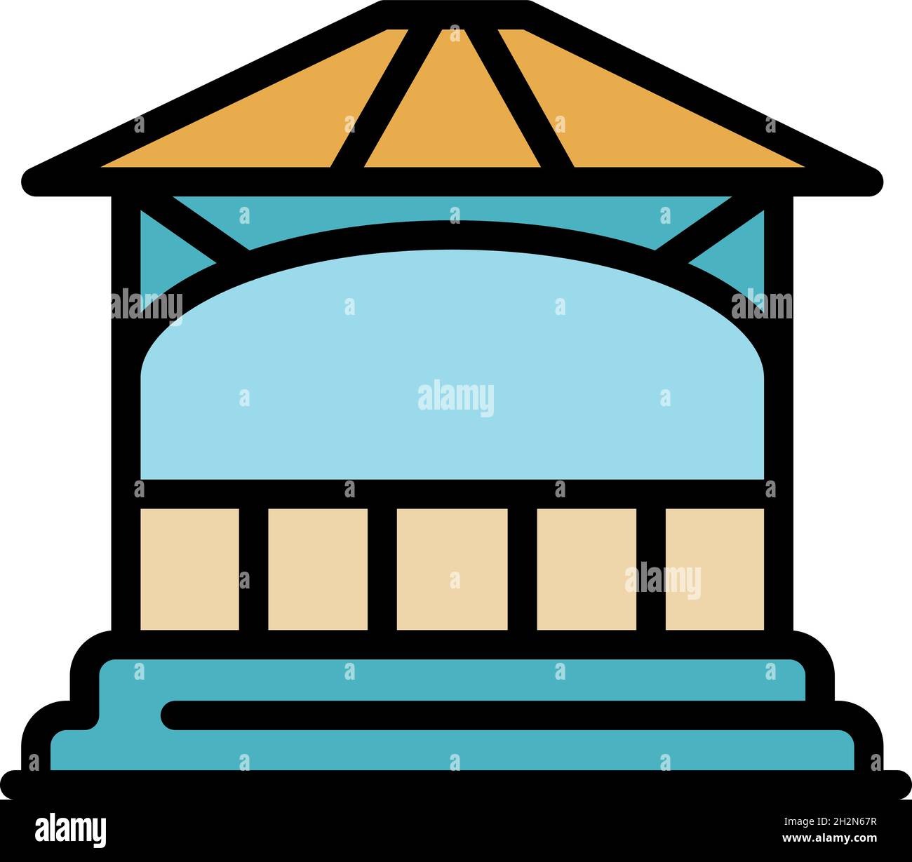 Gazebo arch icon. Outline gazebo arch vector icon color flat isolated ...