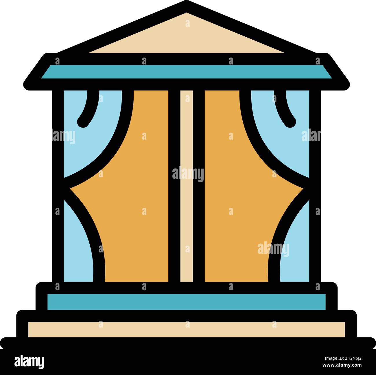 Alcove gazebo icon. Outline alcove gazebo vector icon color flat ...