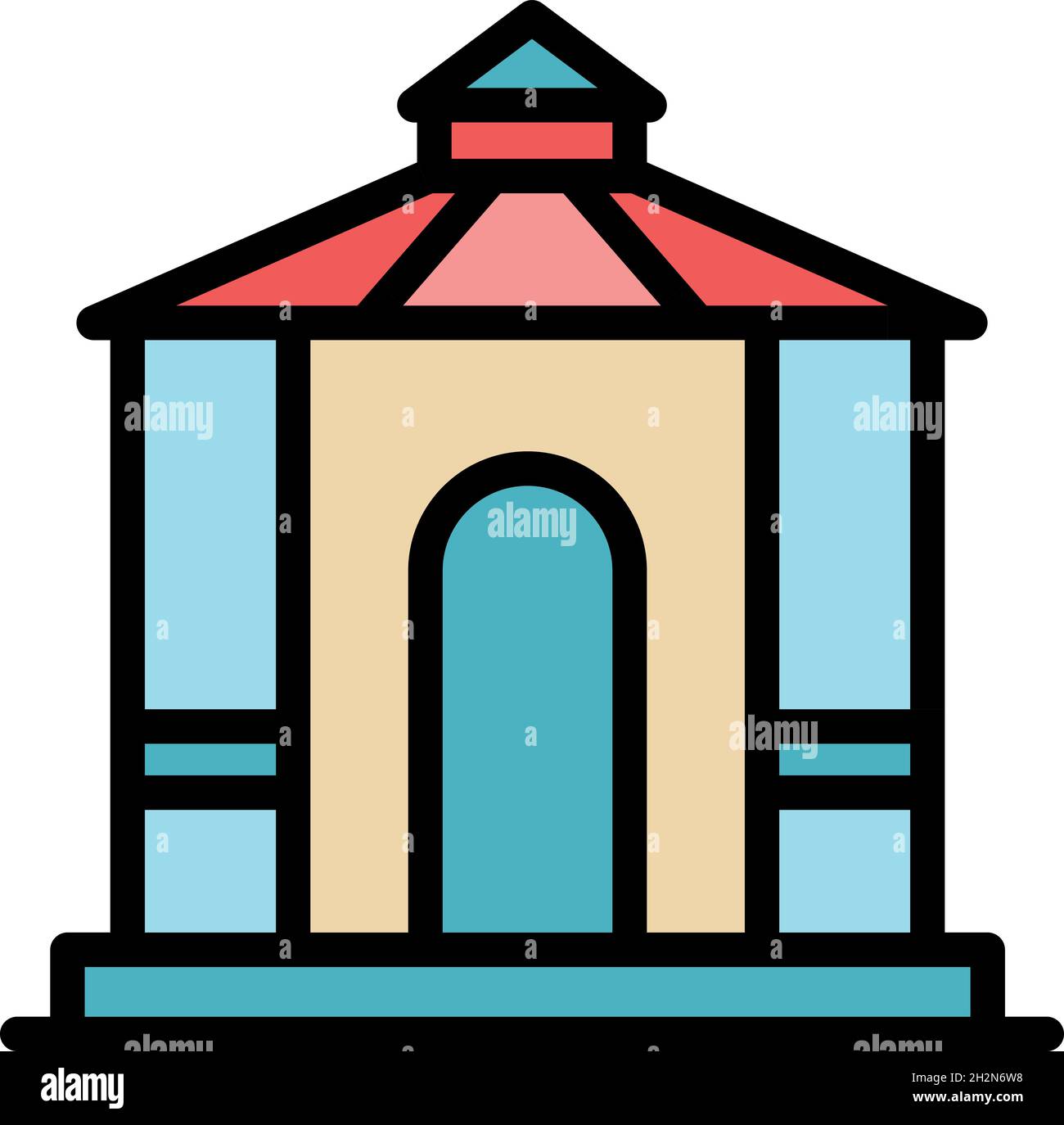 Summer gazebo icon. Outline summer gazebo vector icon color flat ...
