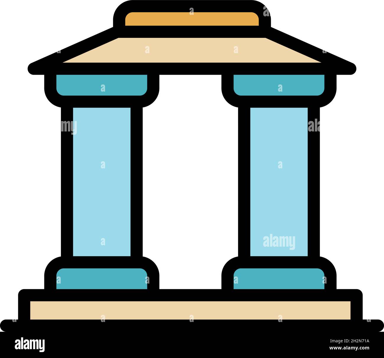 Column gazebo icon. Outline column gazebo vector icon color flat