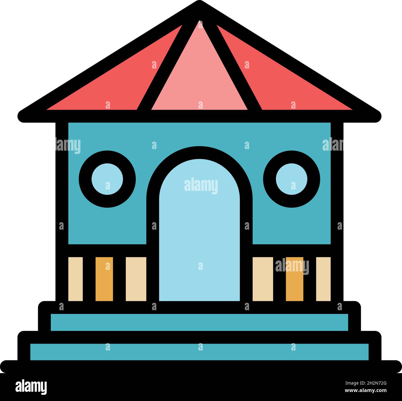 Park gazebo icon. Outline park gazebo vector icon color flat isolated ...