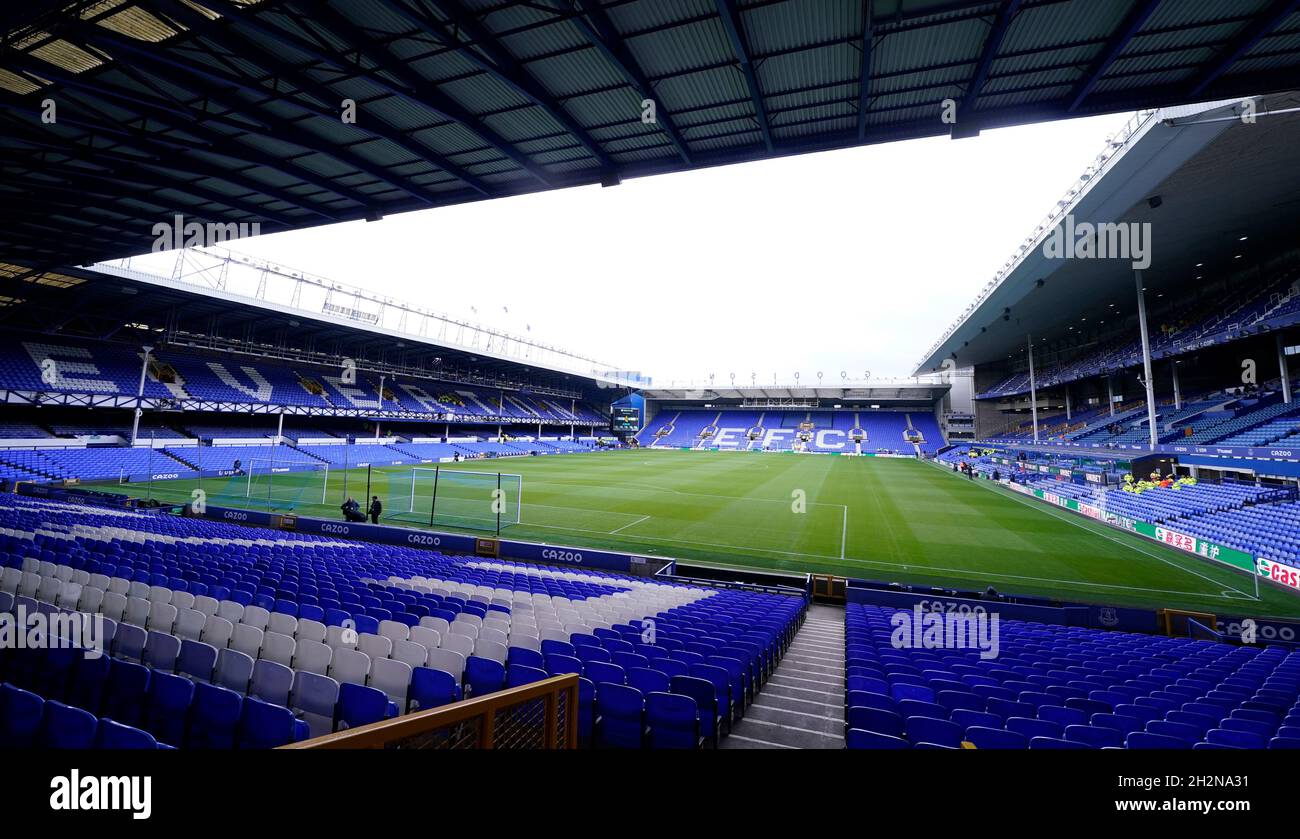 Liverpool, England, 23rd October 2021.  General view of the stadium before during the Premier League match at Goodison Park, Liverpool. Picture credit should read: Andrew Yates / Sportimage Stock Photo