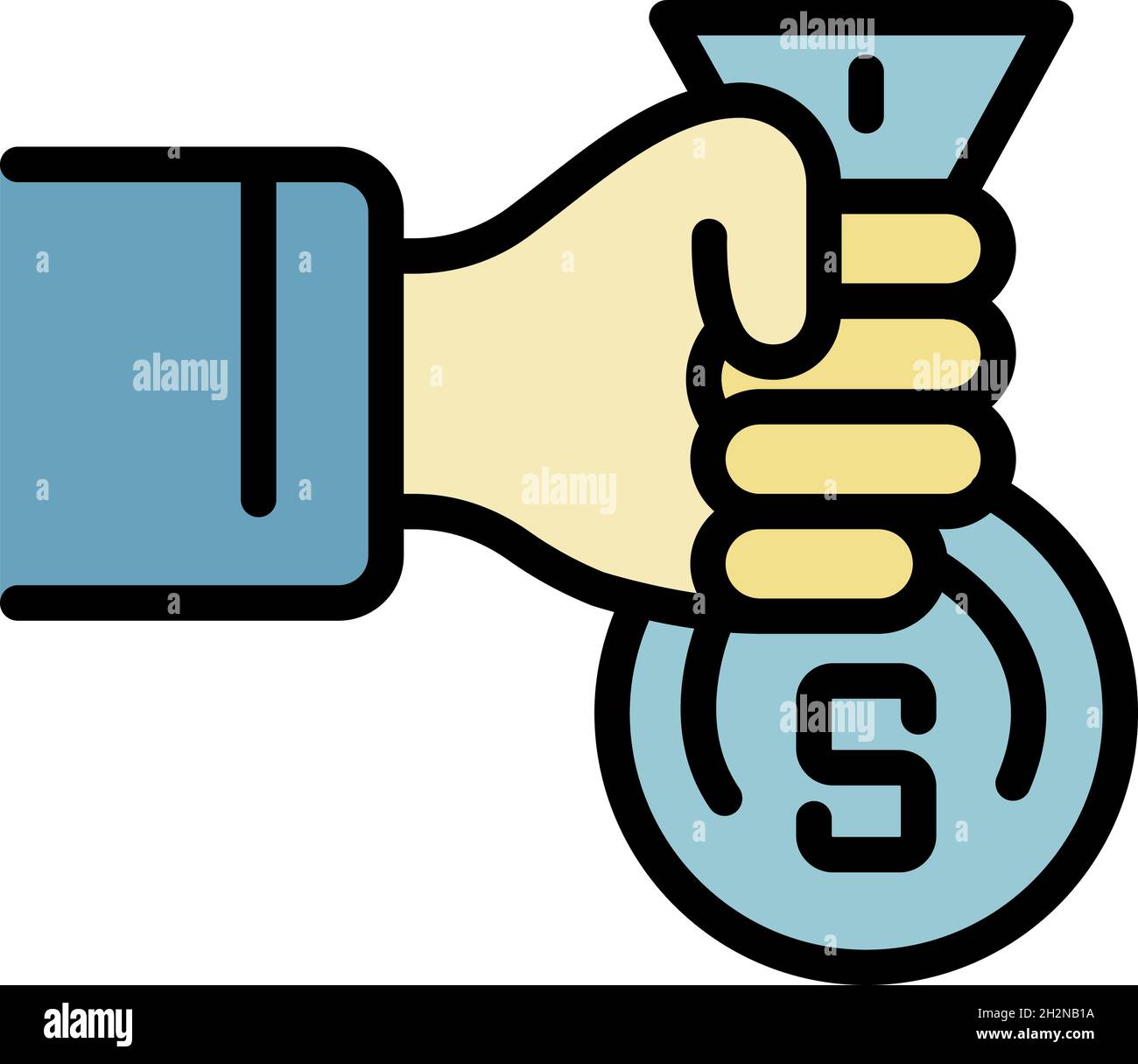 money bag loan icon outline money bag loan vector icon color flat isolated 2H2NB1A