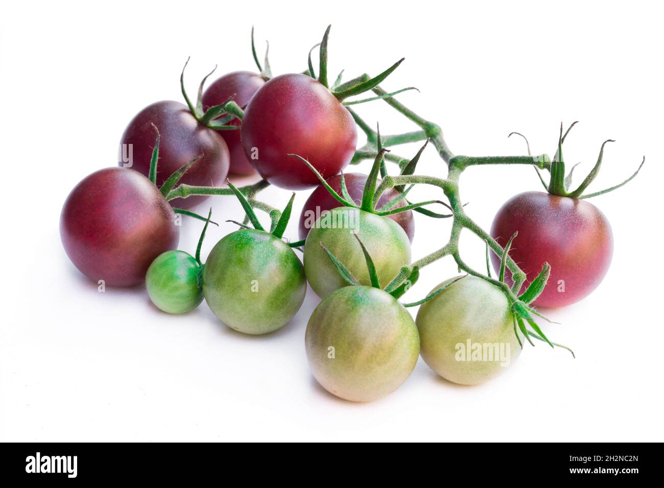 Fresh  black cherry tomatoes isolated on white Stock Photo